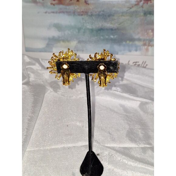 Avon KJL Vintage Women's Clip on Earrings Crystal Brutalist Regal Riches Runway - Picture 6 of 10